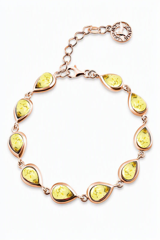 Teardrop Lemon Amber Silver Bracelet — DARVIN (Pre-Order)