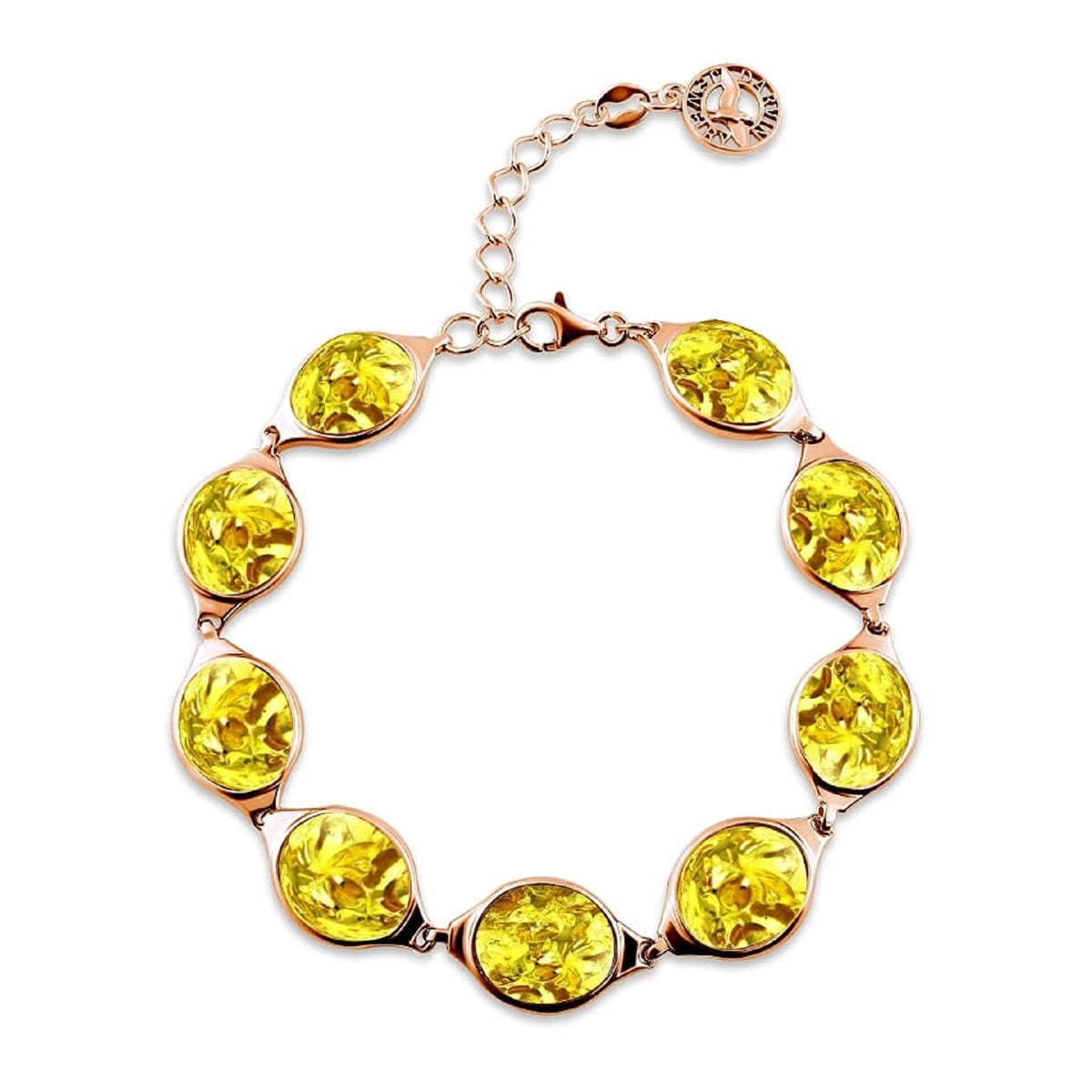 Oval Lemon Amber Silver Bracelet — DARVIN (Pre-Order)