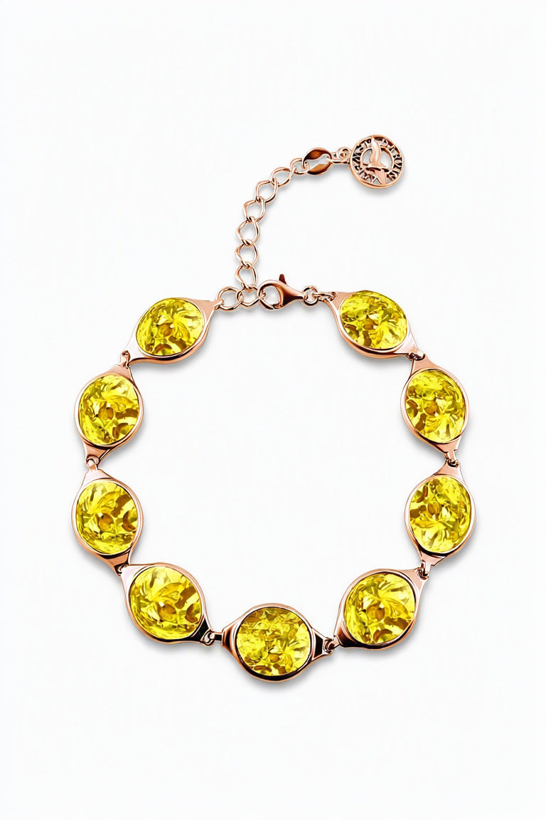 Oval Lemon Amber Silver Bracelet — DARVIN (Pre-Order)