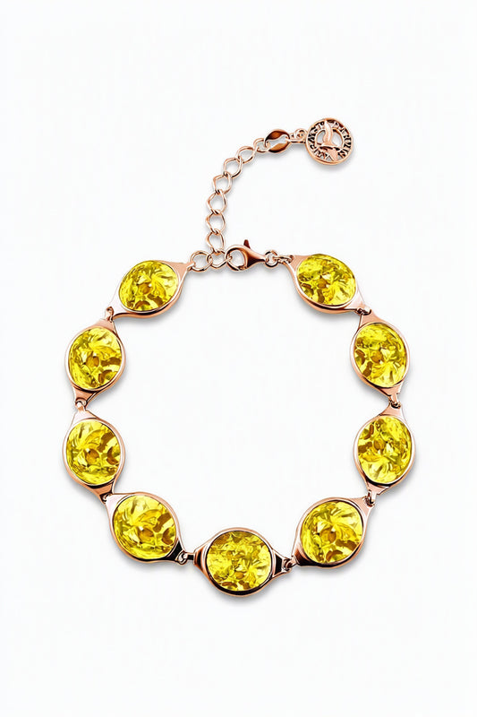 Oval Lemon Amber Silver Bracelet — DARVIN (Pre-Order)