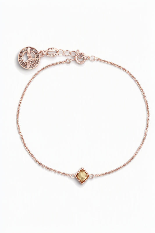 Square Lemon Amber Silver Bracelet — DARVIN (Pre-Order)