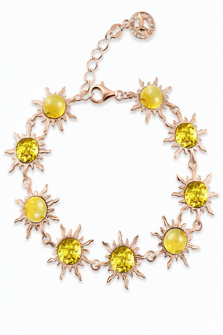 Round Lemon Amber Silver Bracelet — DARVIN (Pre-Order)