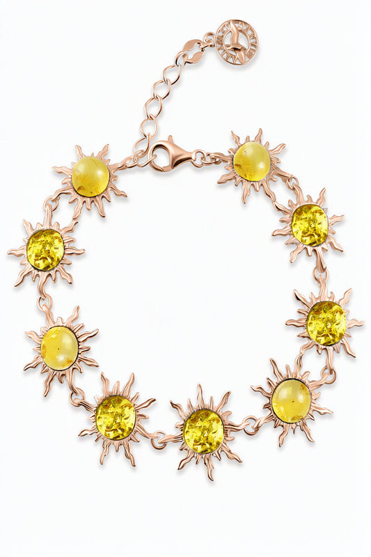 Round Lemon Amber Silver Bracelet — DARVIN (Pre-Order)