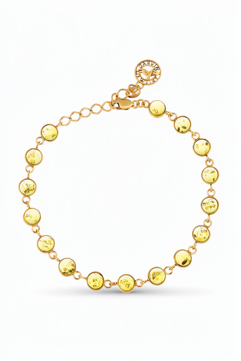 Round Lemon Amber Silver Bracelet — DARVIN (Pre-Order)