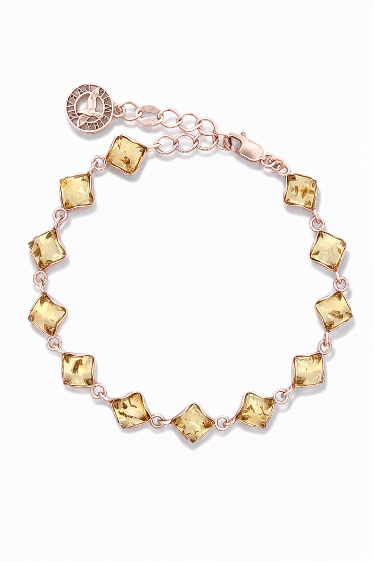 Square Lemon Amber Silver Bracelet — DARVIN (Pre-Order)