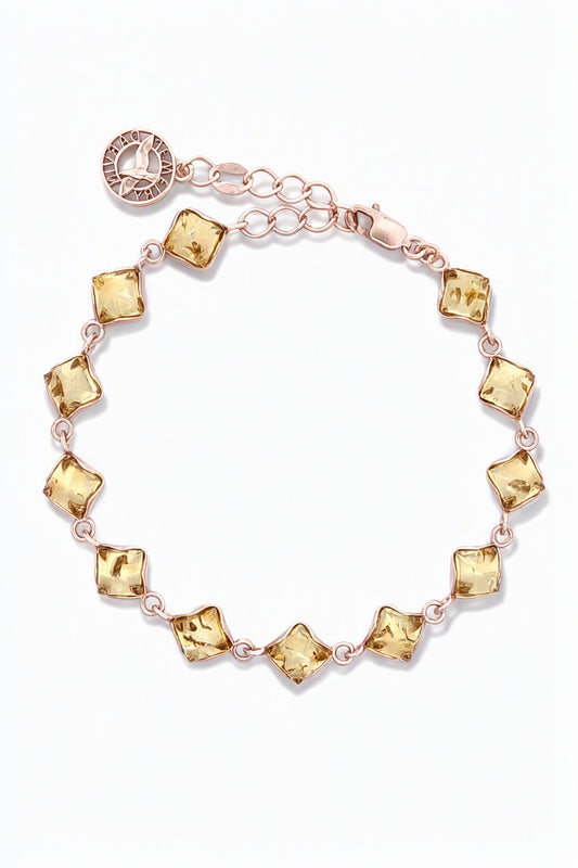 Square Lemon Amber Silver Bracelet — DARVIN (Pre-Order)