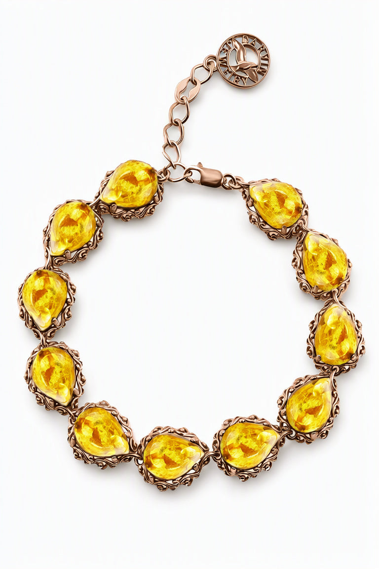 Teardrop Lemon Amber Silver Bracelet — DARVIN (Pre-Order)