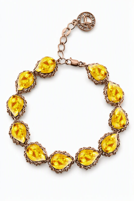Teardrop Lemon Amber Silver Bracelet — DARVIN (Pre-Order)