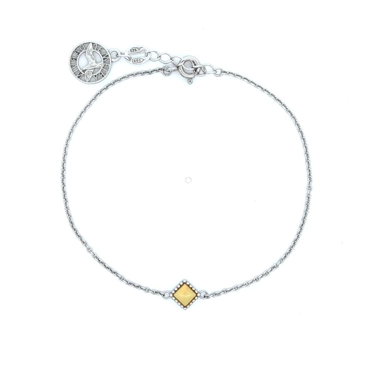 Square White Amber Silver Bracelet — DARVIN (Pre-Order)