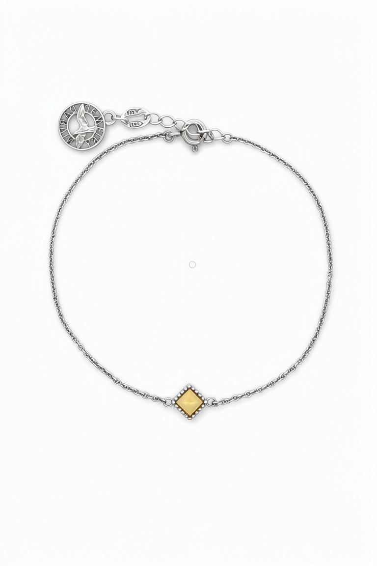 Square White Amber Silver Bracelet — DARVIN (Pre-Order)