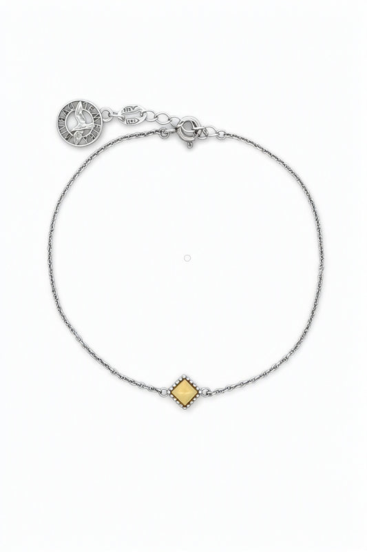 Square White Amber Silver Bracelet — DARVIN (Pre-Order)