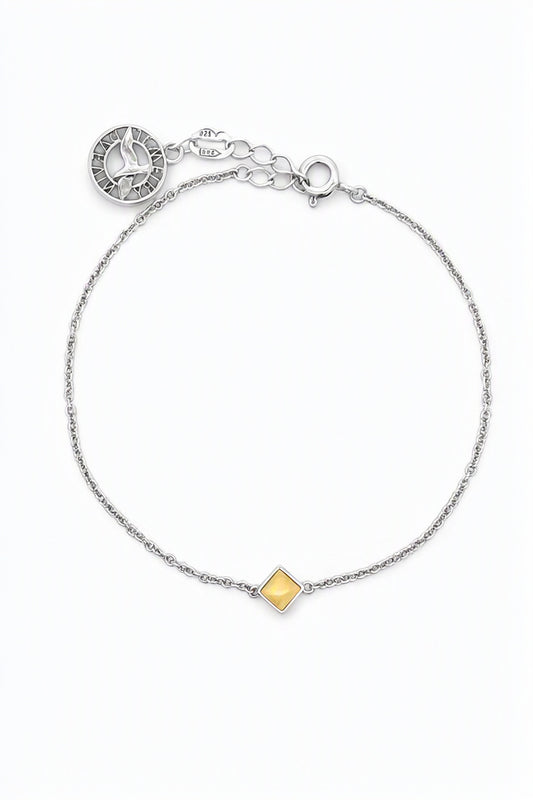 Square White Amber Silver Bracelet — DARVIN (Pre-Order)