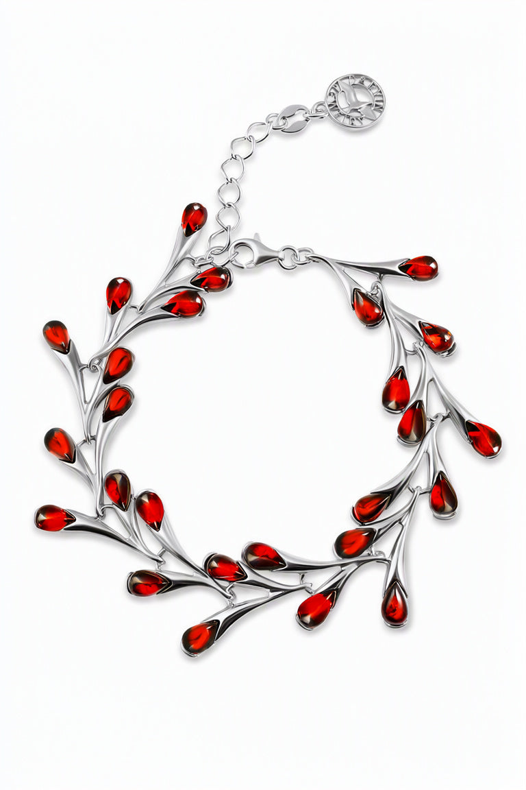 Teardrop Cognac Amber Silver Bracelet — DARVIN (Pre-Order)
