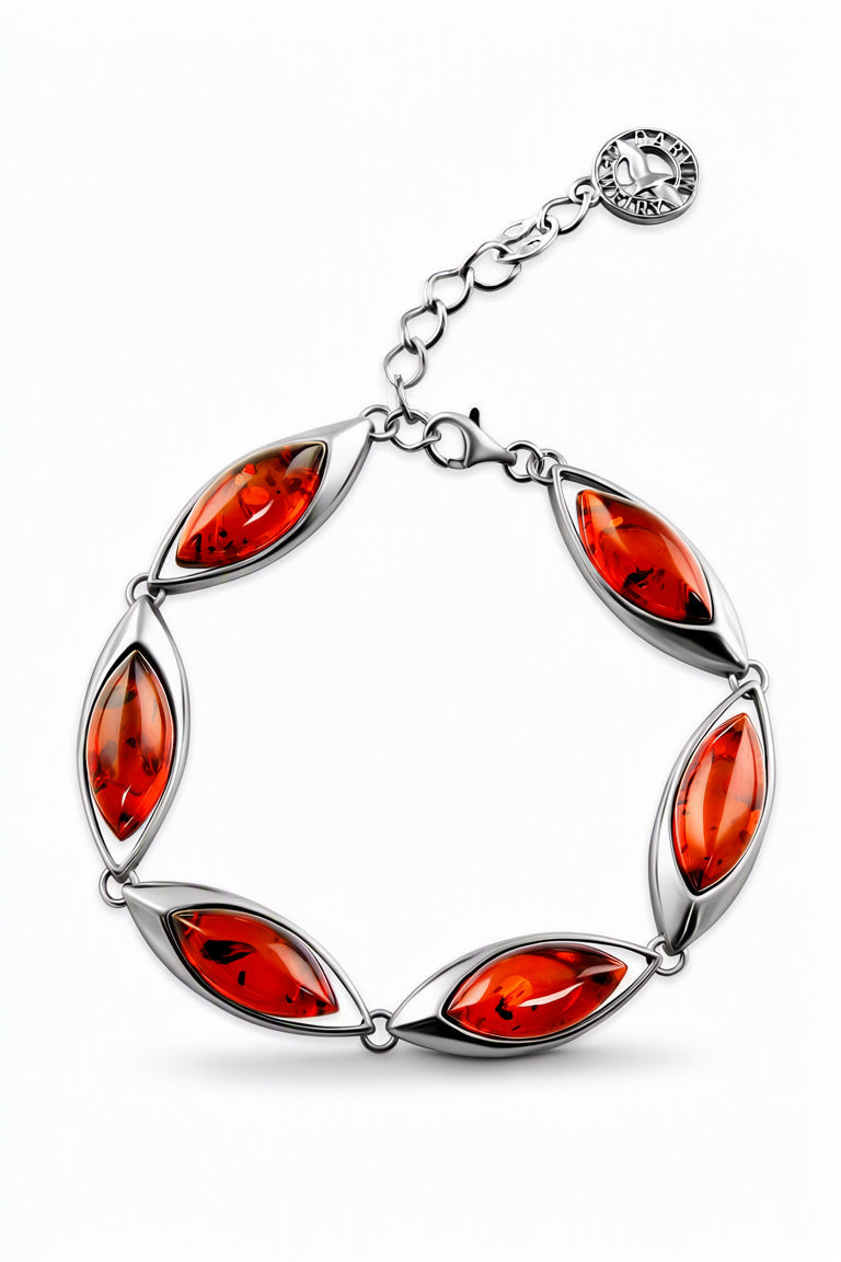 Marquise Cognac Amber Silver Bracelet — DARVIN (Pre-Order)