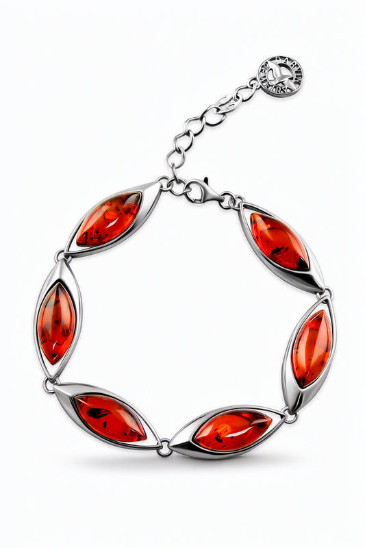 Marquise Cognac Amber Silver Bracelet — DARVIN (Pre-Order)