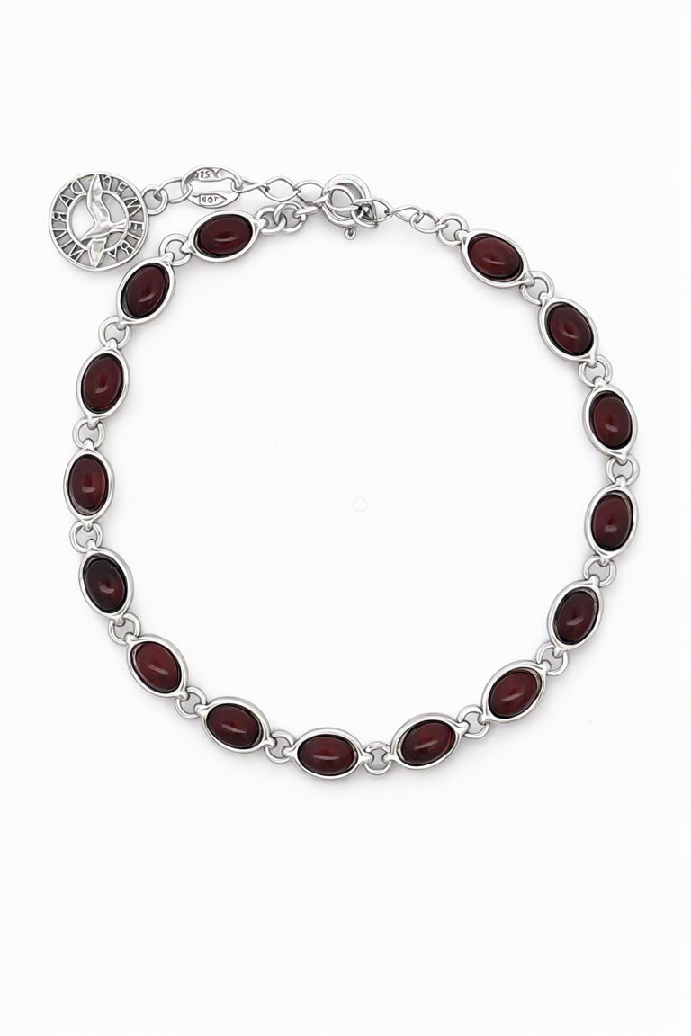 Oval Cognac Amber Silver Bracelet — DARVIN (Pre-Order)