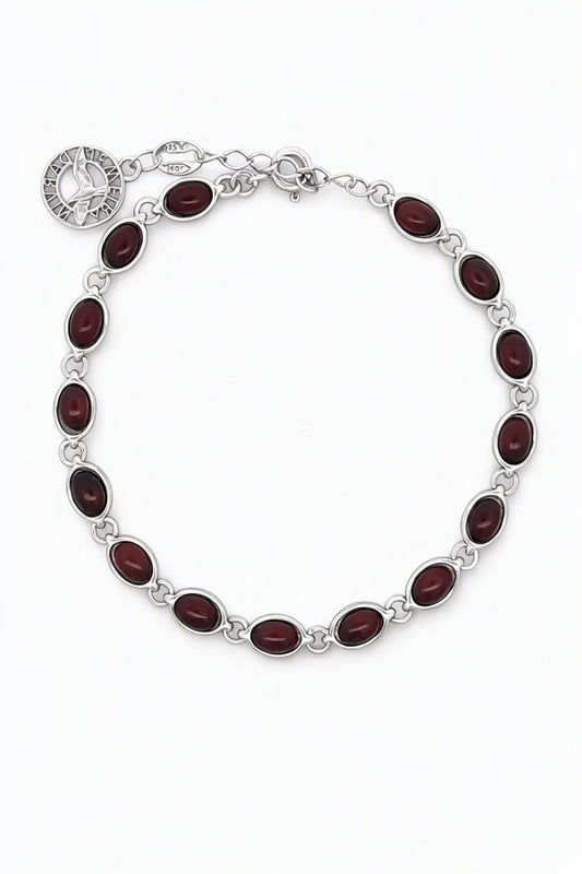 Oval Cognac Amber Silver Bracelet — DARVIN (Pre-Order)