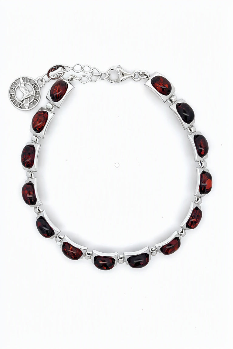 Oval Cognac Amber Silver Bracelet — DARVIN (Pre-Order)