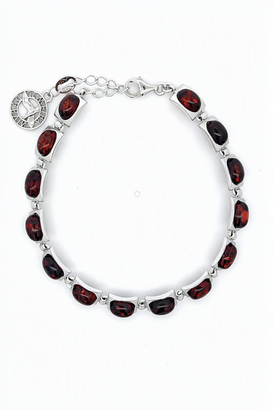 Oval Cognac Amber Silver Bracelet — DARVIN (Pre-Order)