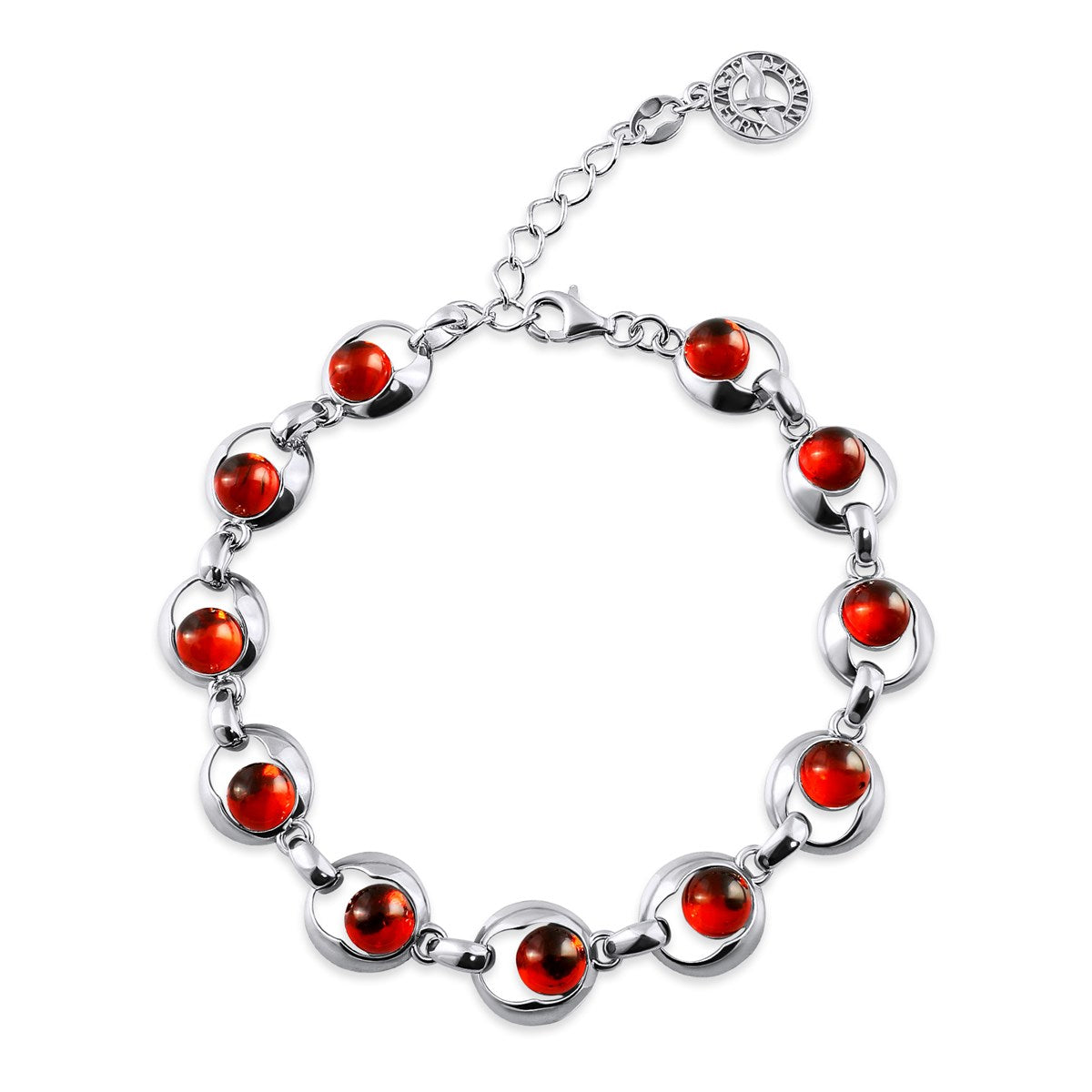 Round Cognac Amber Silver Bracelet — DARVIN (Pre-Order)
