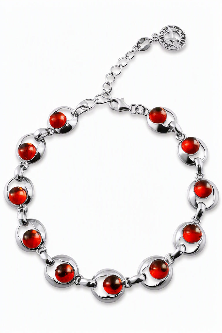 Round Cognac Amber Silver Bracelet — DARVIN (Pre-Order)
