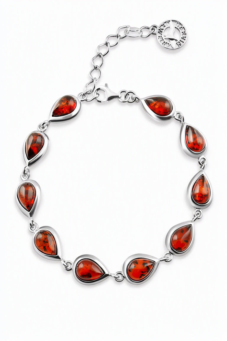 Teardrop Cognac Amber Silver Bracelet — DARVIN (Pre-Order)