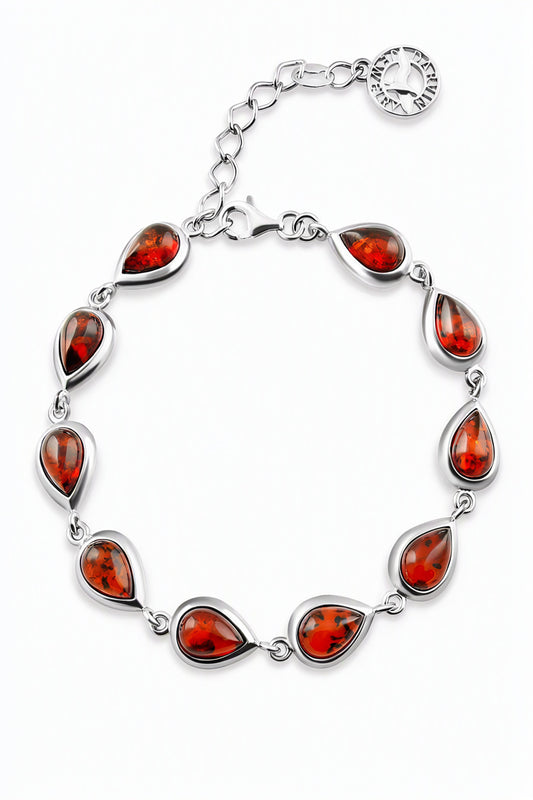 Teardrop Cognac Amber Silver Bracelet — DARVIN (Pre-Order)