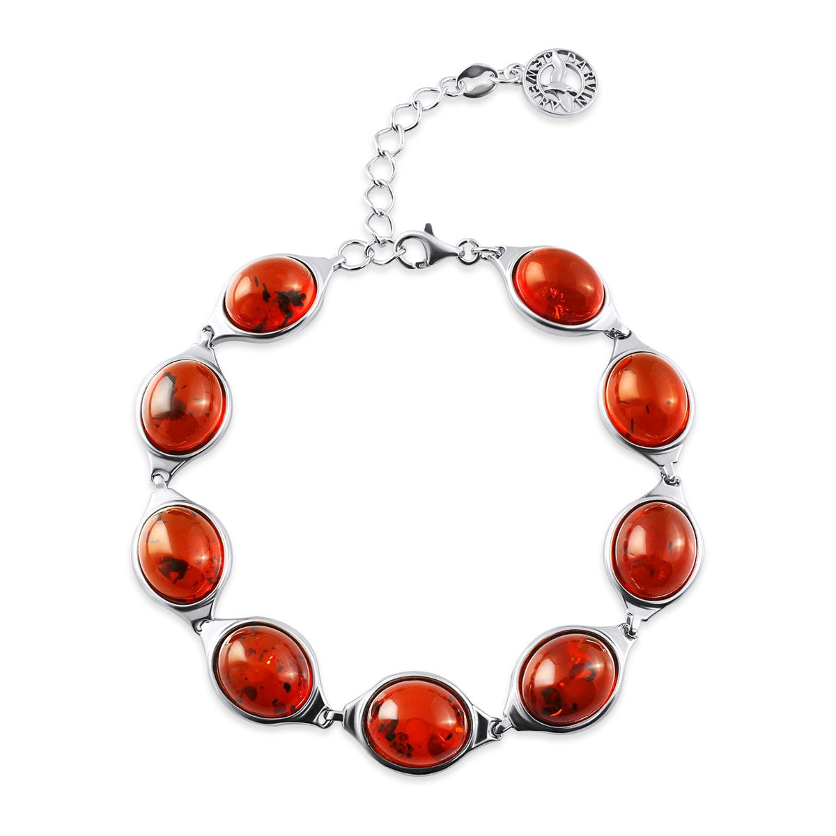 Oval Cognac Amber Silver Bracelet — DARVIN (Pre-Order)