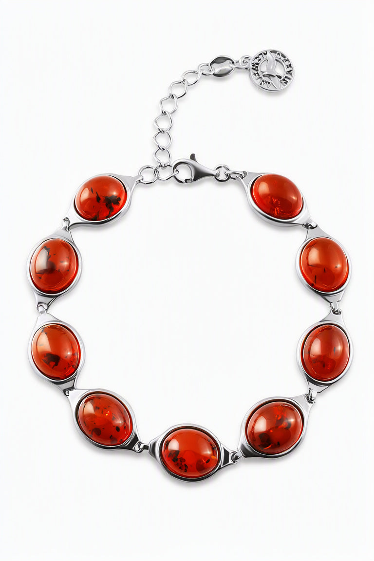 Oval Cognac Amber Silver Bracelet — DARVIN (Pre-Order)