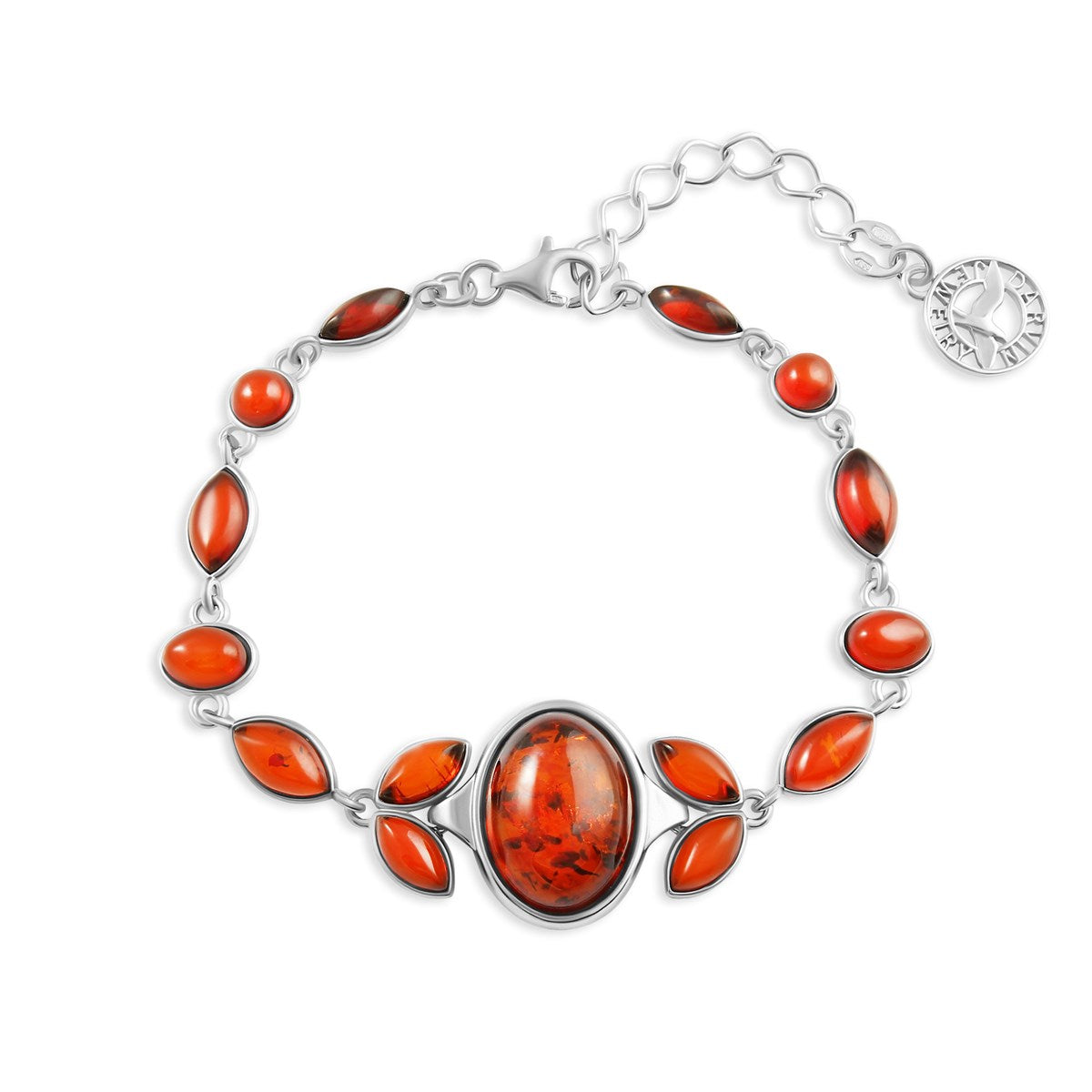 Oval Cognac Amber Silver Bracelet — DARVIN (Pre-Order)