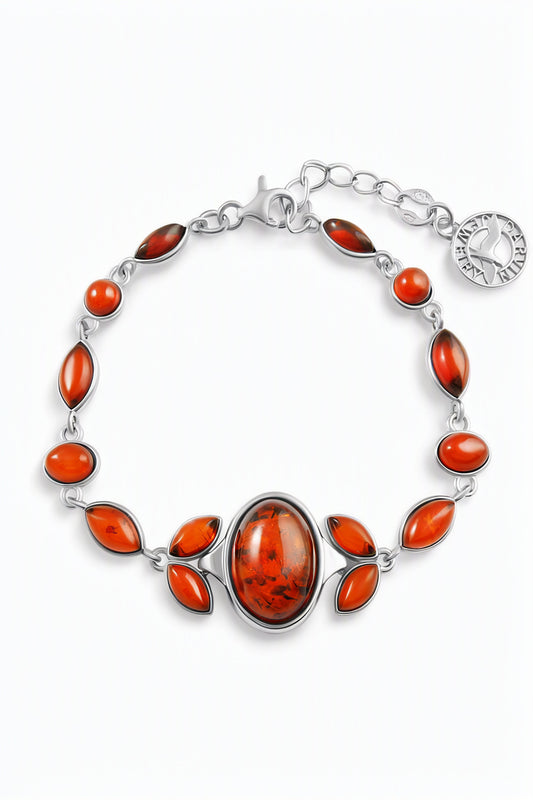 Oval Cognac Amber Silver Bracelet — DARVIN (Pre-Order)