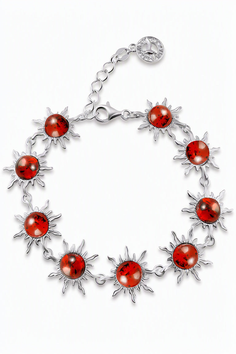 Round Cognac Amber Silver Bracelet — DARVIN (Pre-Order)