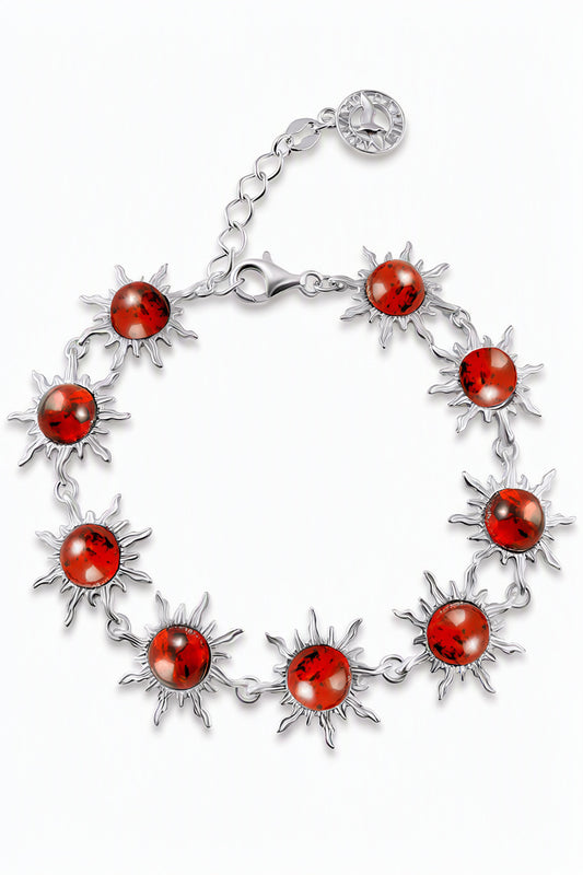 Round Cognac Amber Silver Bracelet — DARVIN (Pre-Order)