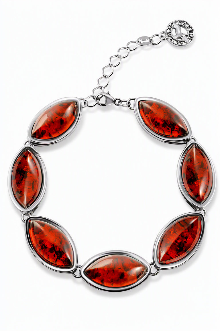 Marquise Cognac Amber Silver Bracelet — DARVIN (Pre-Order)