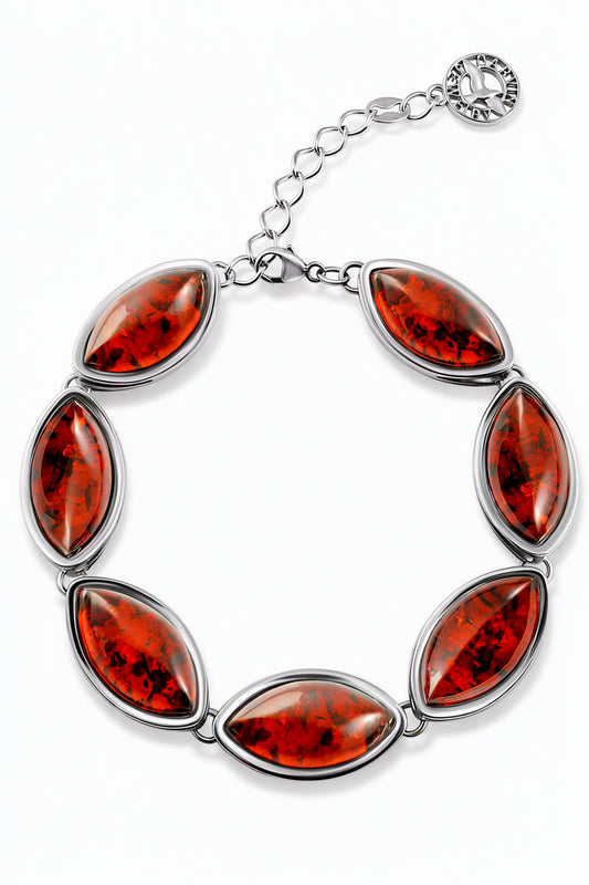 Marquise Cognac Amber Silver Bracelet — DARVIN (Pre-Order)