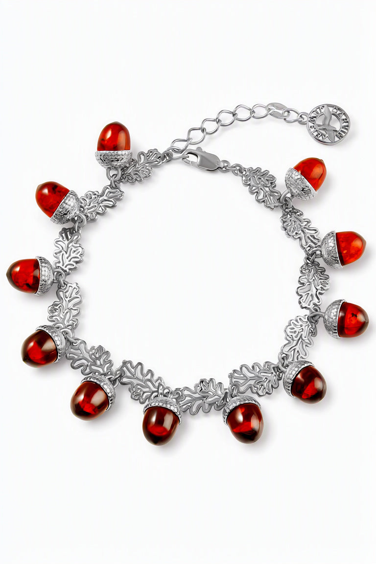 Acorn Cognac Amber Silver Bracelet — DARVIN (Pre-Order)