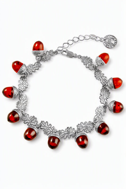 Acorn Cognac Amber Silver Bracelet — DARVIN (Pre-Order)