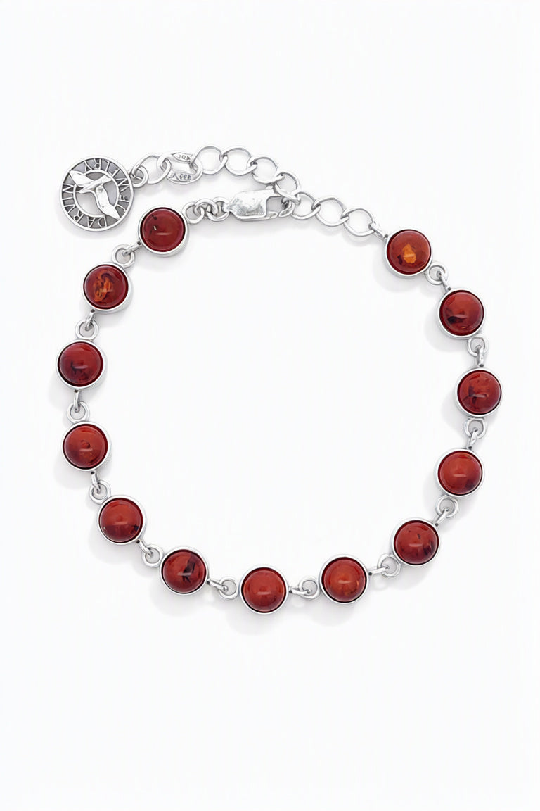 Round Cognac Amber Silver Bracelet — DARVIN (Pre-Order)