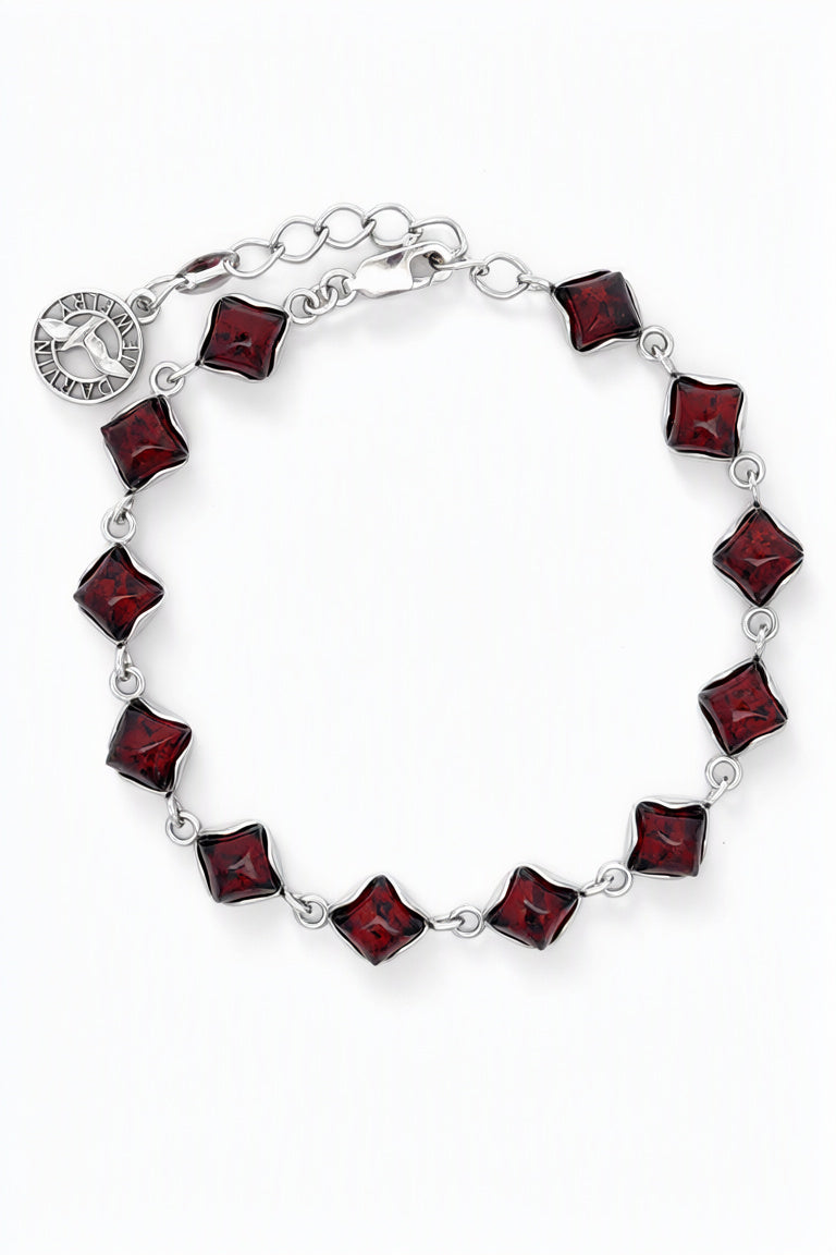 Square Cognac Amber Silver Bracelet — DARVIN (Pre-Order)