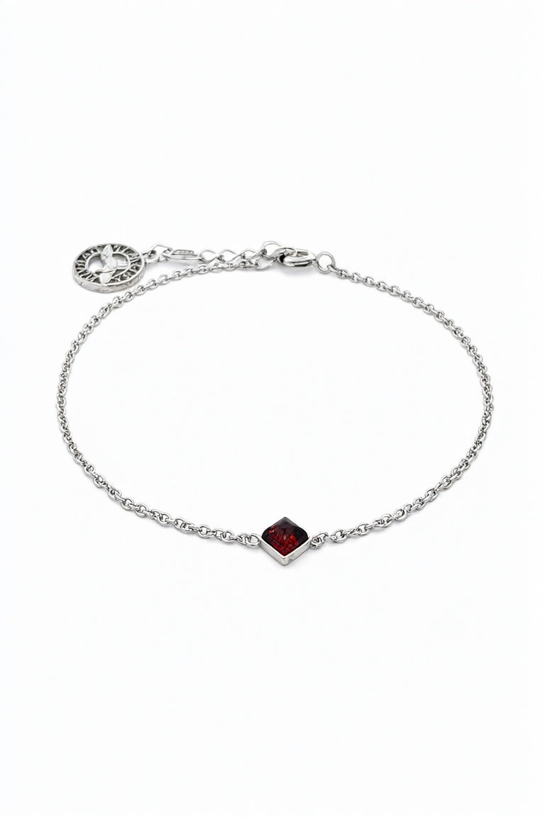 Square Cognac Amber Silver Bracelet — DARVIN (Pre-Order)