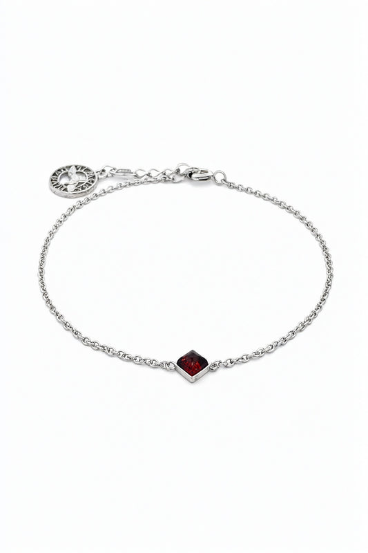 Square Cognac Amber Silver Bracelet — DARVIN (Pre-Order)