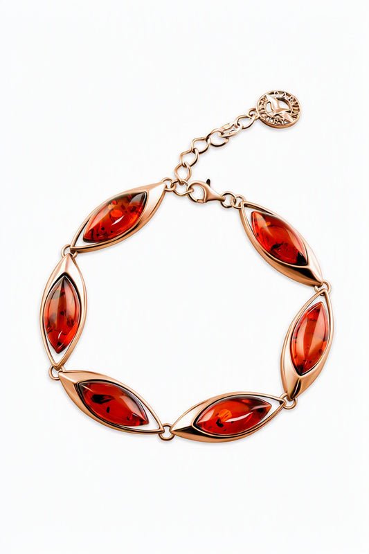 Marquise Cognac Amber Silver Bracelet — DARVIN (Pre-Order)