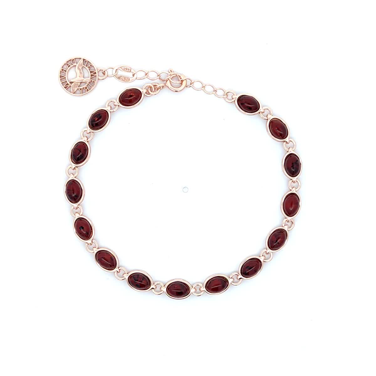 Oval Cognac Amber Silver Bracelet — DARVIN (Pre-Order)