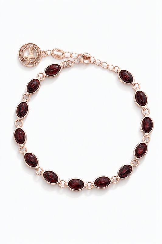 Oval Cognac Amber Silver Bracelet — DARVIN (Pre-Order)