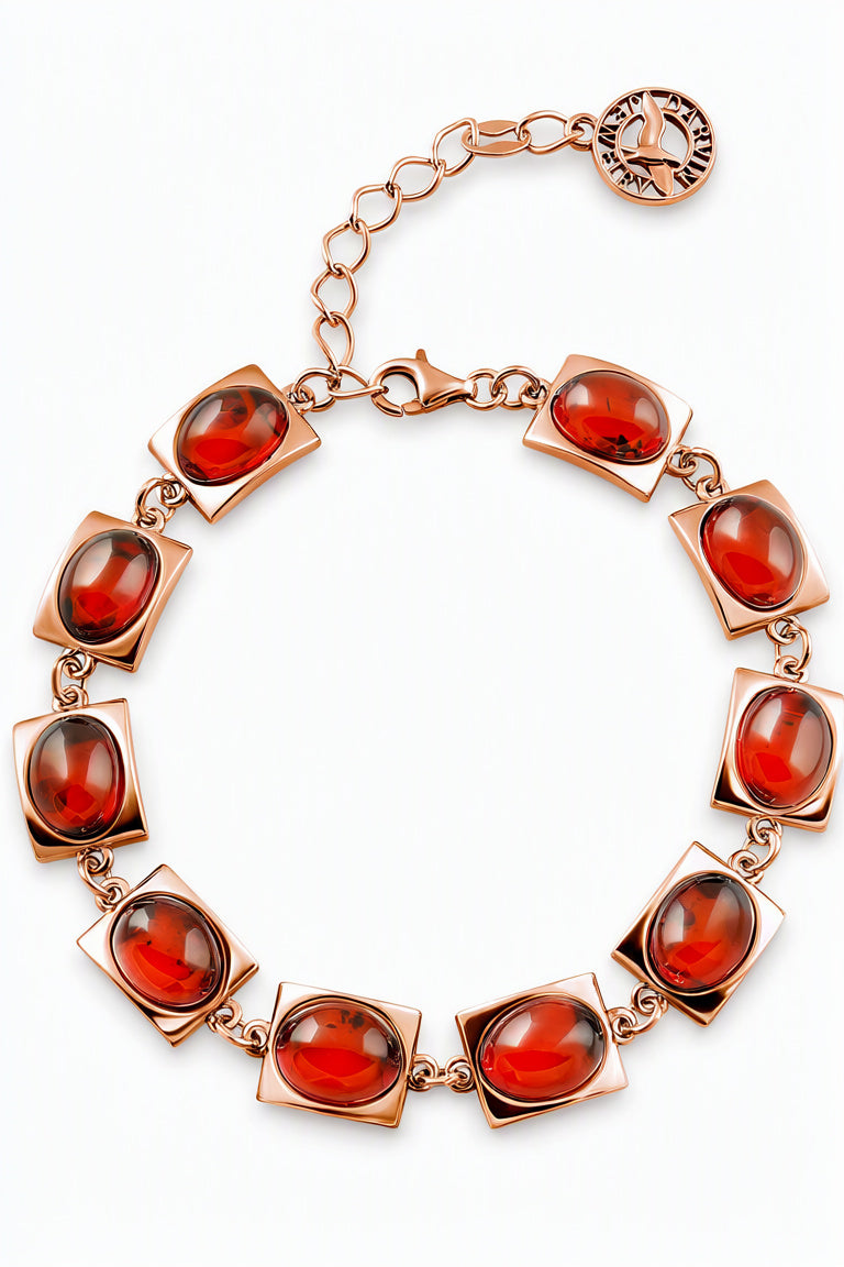 Oval Cognac Amber Silver Bracelet — DARVIN (Pre-Order)