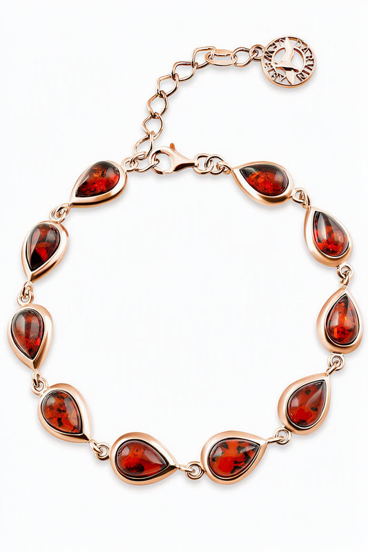 Teardrop Cognac Amber Silver Bracelet — DARVIN (Pre-Order)