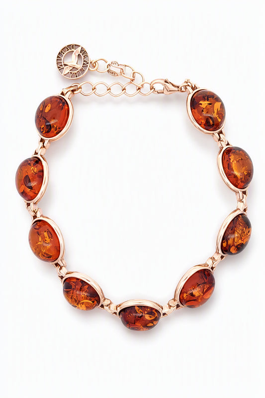 Oval Cognac Amber Silver Bracelet — DARVIN (Pre-Order)