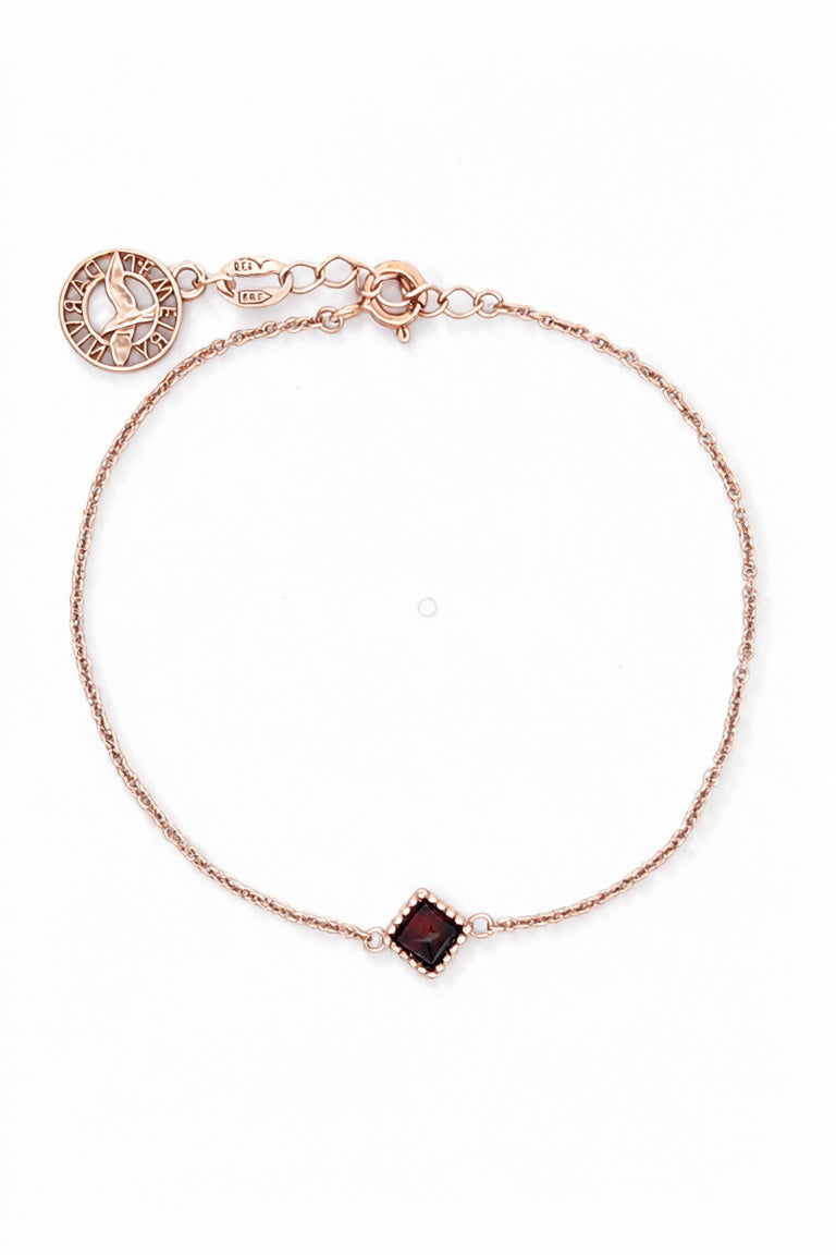 Square Cognac Amber Silver Bracelet — DARVIN (Pre-Order)