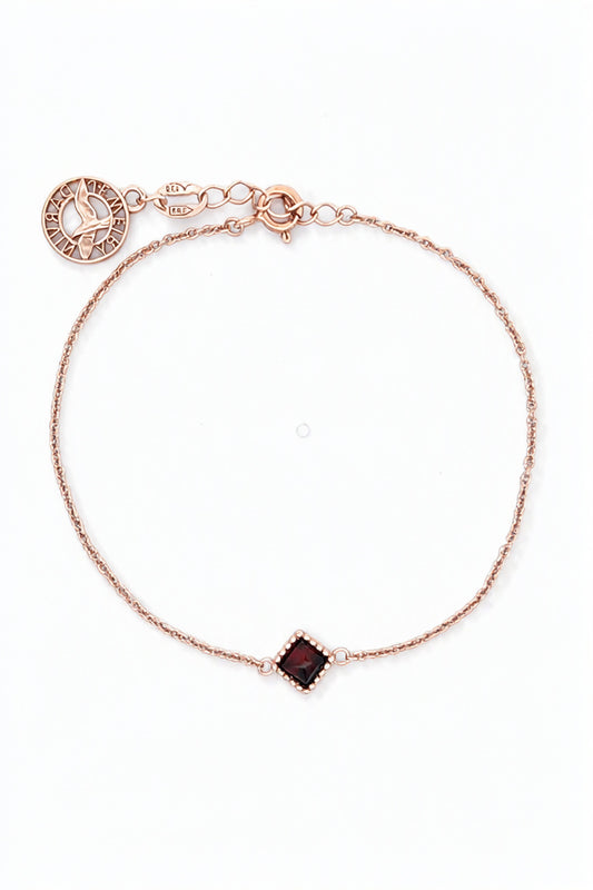 Square Cognac Amber Silver Bracelet — DARVIN (Pre-Order)