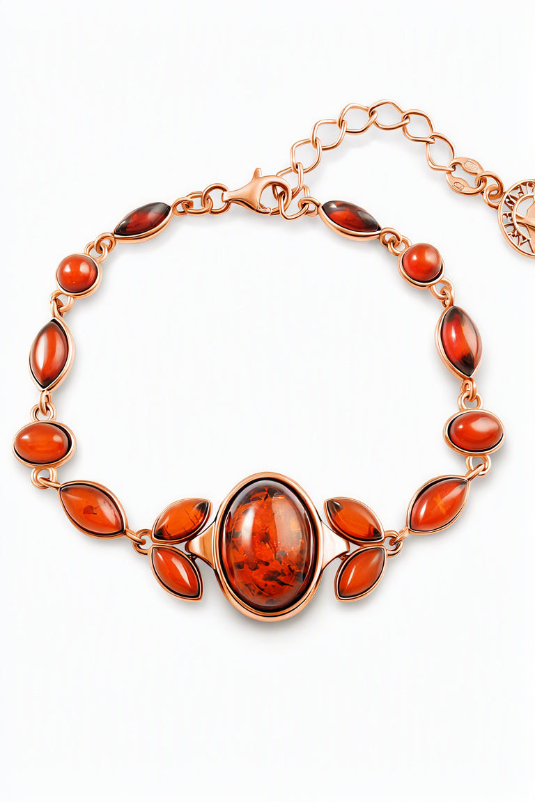 Oval Cognac Amber Silver Bracelet — DARVIN (Pre-Order)